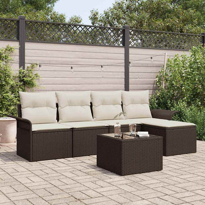 Outdoor-Sofa 6 stk. Braun Poly-Rattan