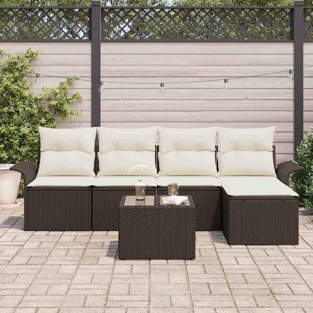 Outdoor-Sofa 6 Stk. Braun Poly-Rattan