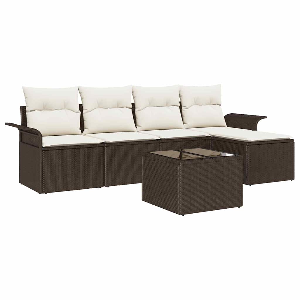 Outdoor-Sofa 6 Stk. Braun Poly-Rattan