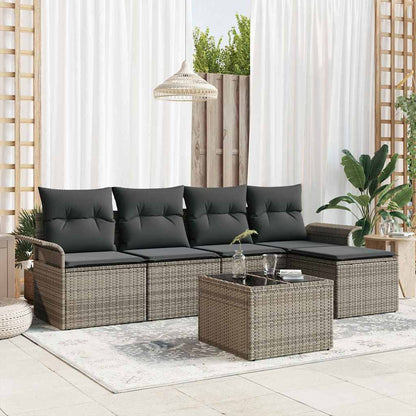 Outdoor-Sofa 6 stk. Grau Poly-Rattan
