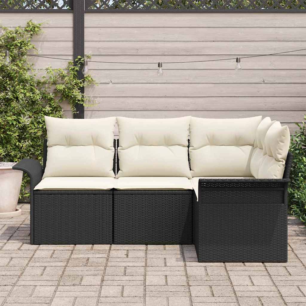 Gartensofa-set 4 stk. Schwarz Poly-Rattan