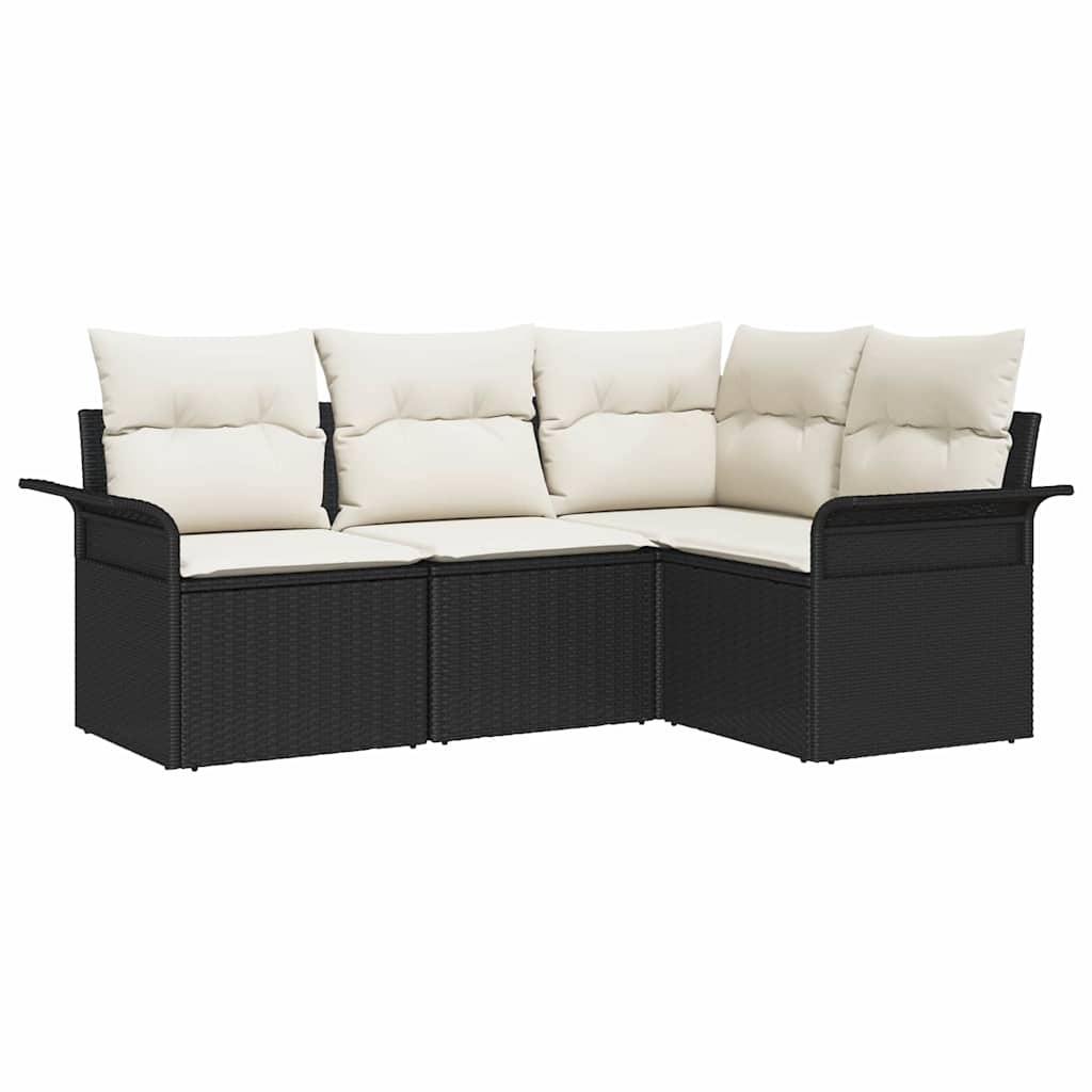 Gartensofa-set 4 stk. Schwarz Poly-Rattan