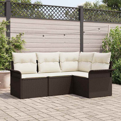 Gartensofa-set 4 stk. Braun Poly-Rattan