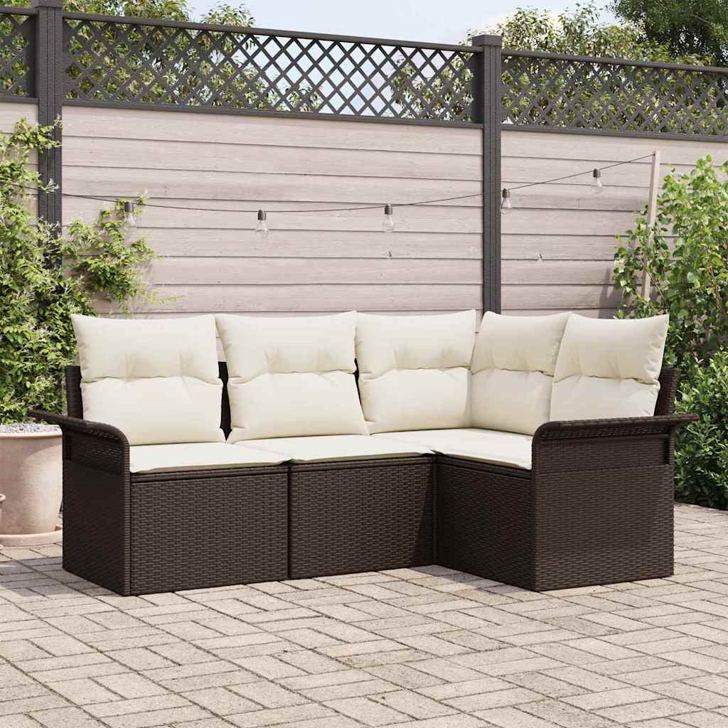 Gartensofa-set 4 Stk. Braun Poly-Rattan