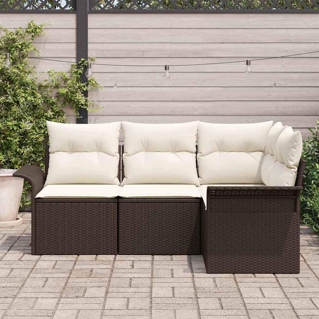 Gartensofa-set 4 Stk. Braun Poly-Rattan