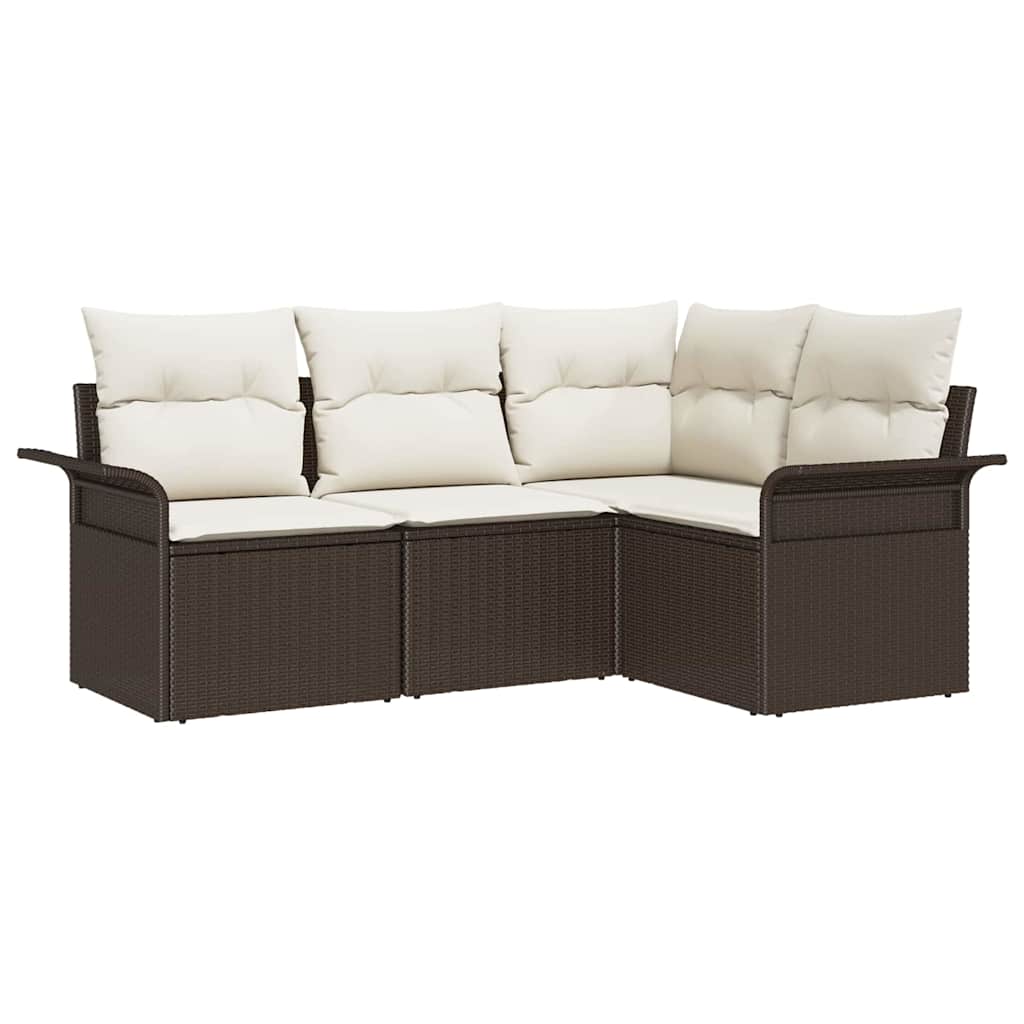 Gartensofa-set 4 Stk. Braun Poly-Rattan