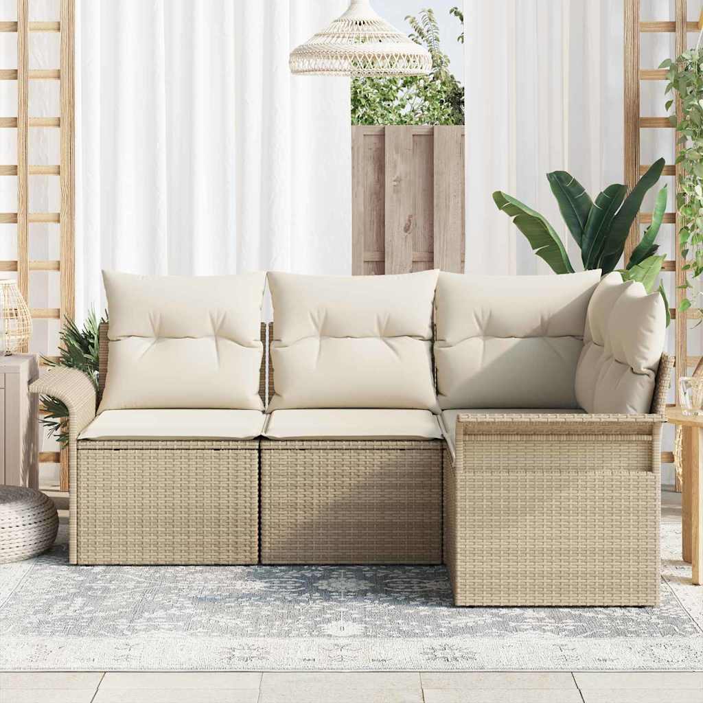 Gartensofa-set 4 stk. Beige Poly-Rattan