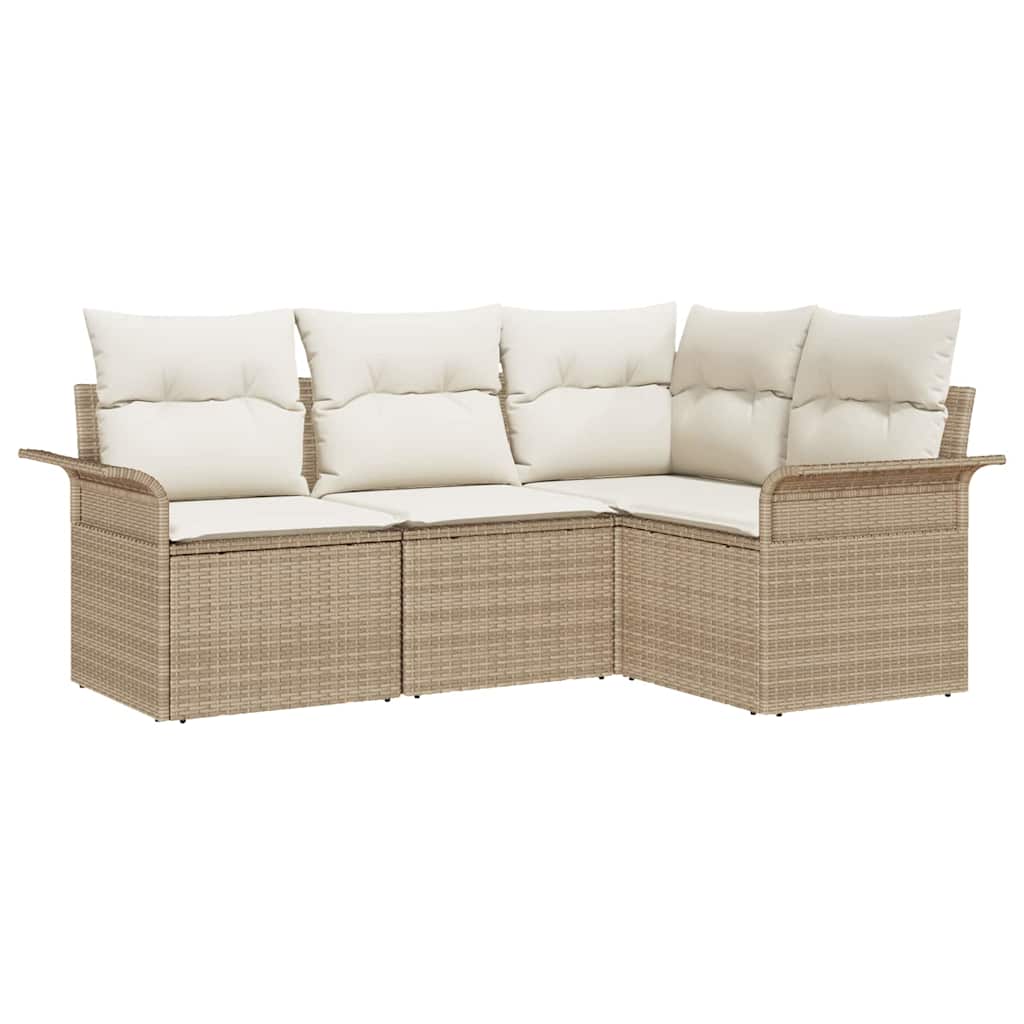 Gartensofa-set 4 stk. Beige Poly-Rattan