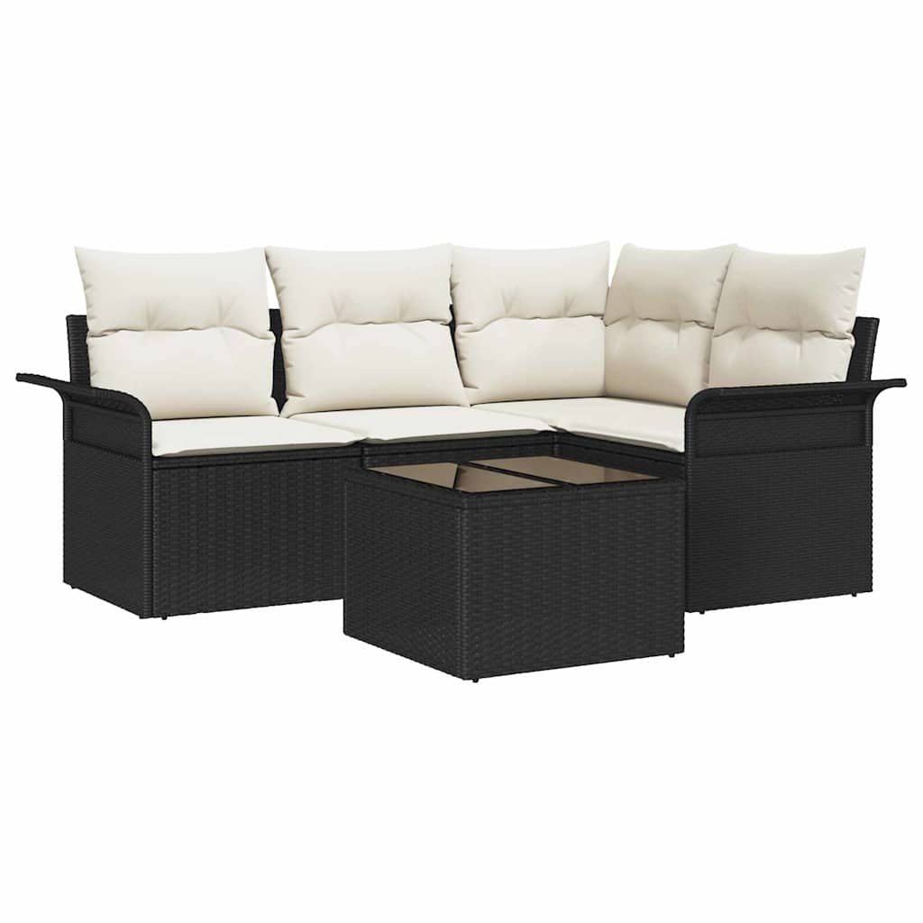 Gartensofa-set 5 stk. Schwarz Poly-Rattan