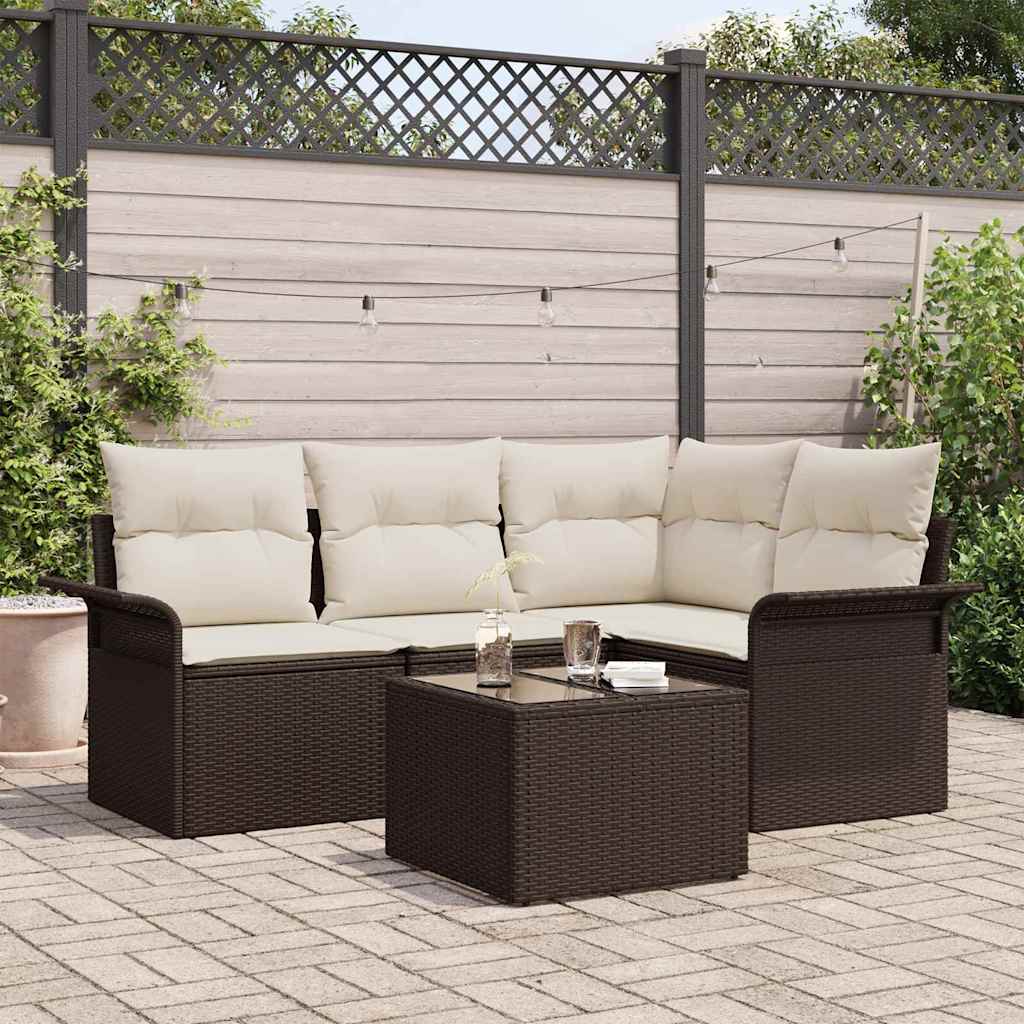 Gartensofa-set 5 stk. Braun Poly-Rattan