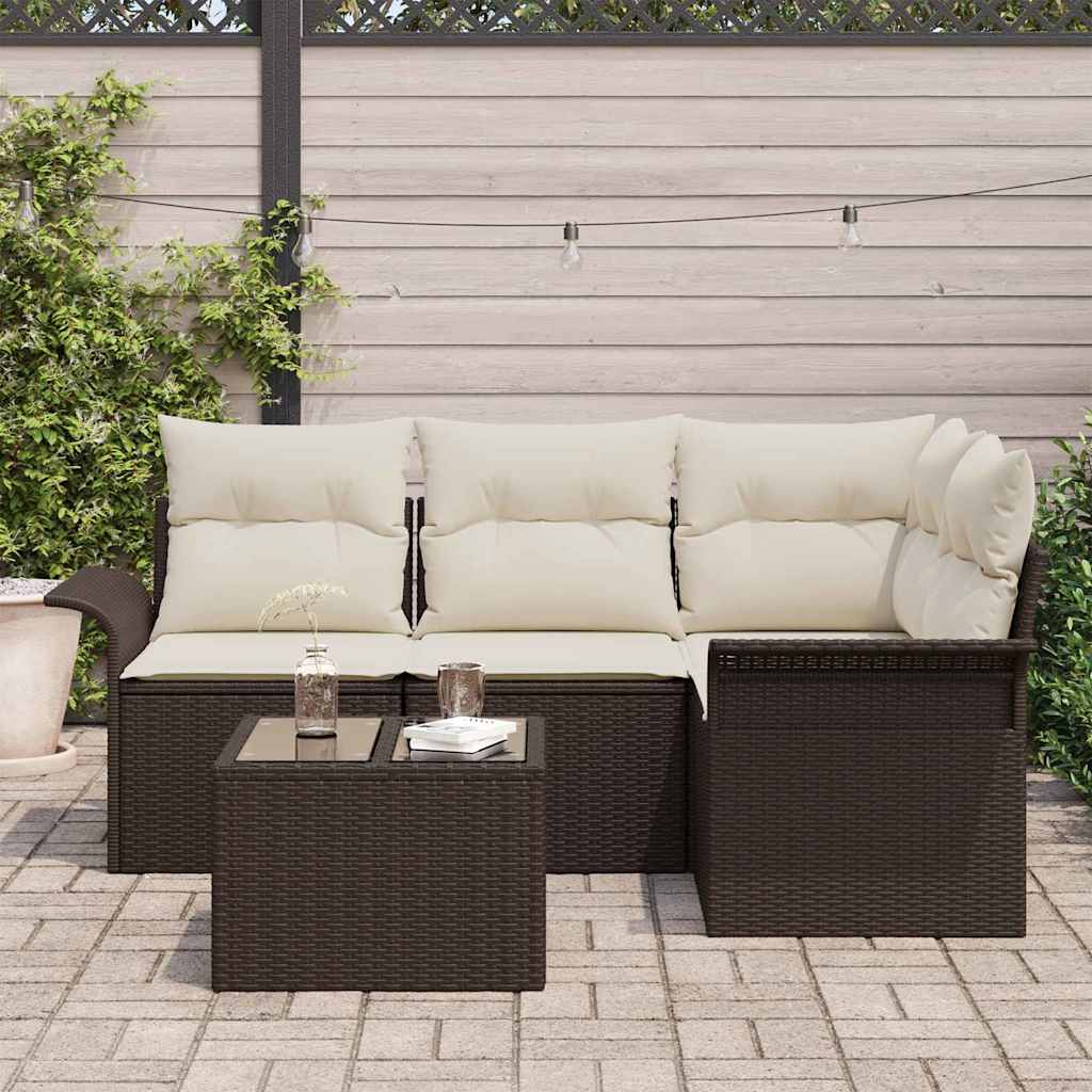 Gartensofa-set 5 stk. Braun Poly-Rattan