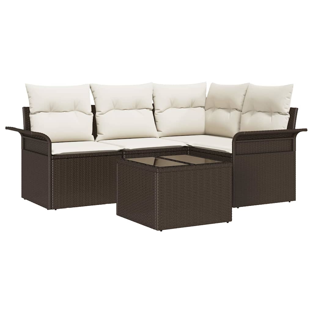 Gartensofa-set 5 stk. Braun Poly-Rattan