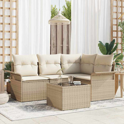 Gartensofa-set 5 stk. Beige Poly-Rattan