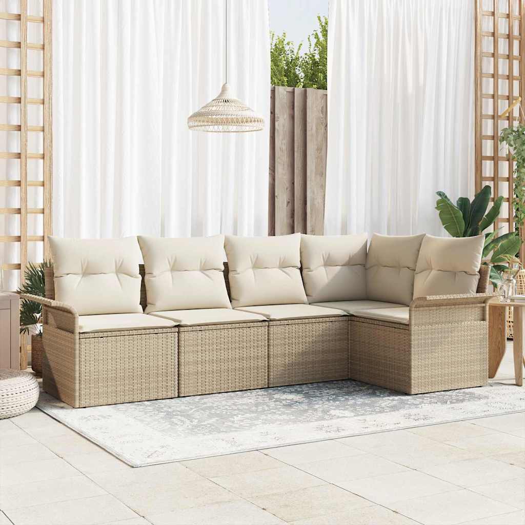 Gartensofa-set 5 Stk. Poly-Rattan