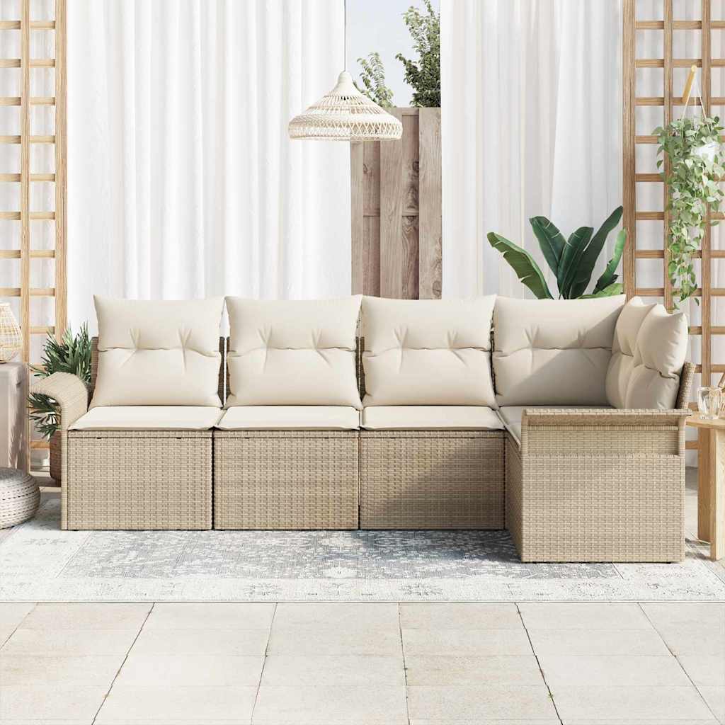 Gartensofa-set 5 Stk. Poly-Rattan