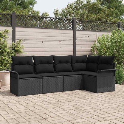 Gartensofa-set 5 stk. Schwarz Poly-Rattan