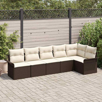 Gartensofa-set 6 stk. Braun Poly-Rattan