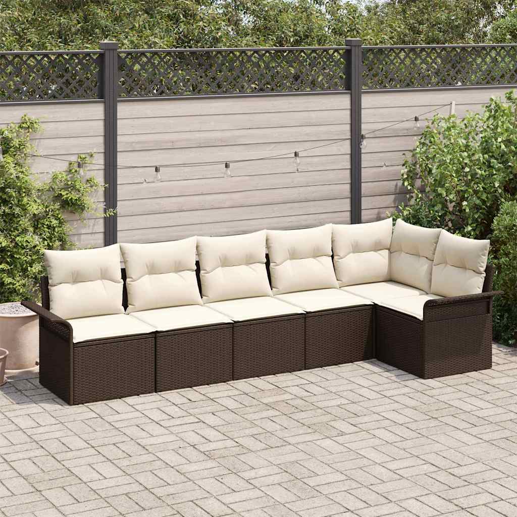 Gartensofa-set 6 Stk. Braun Poly-Rattan