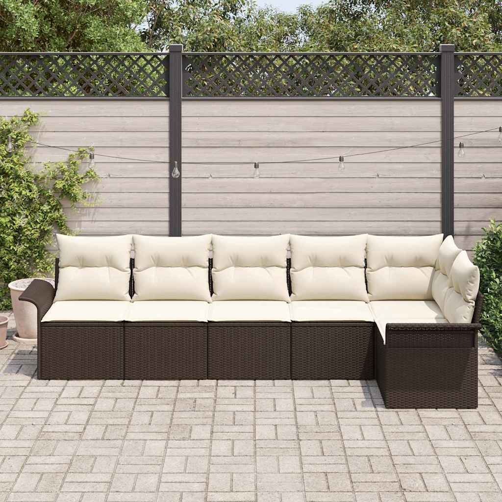 Gartensofa-set 6 Stk. Braun Poly-Rattan