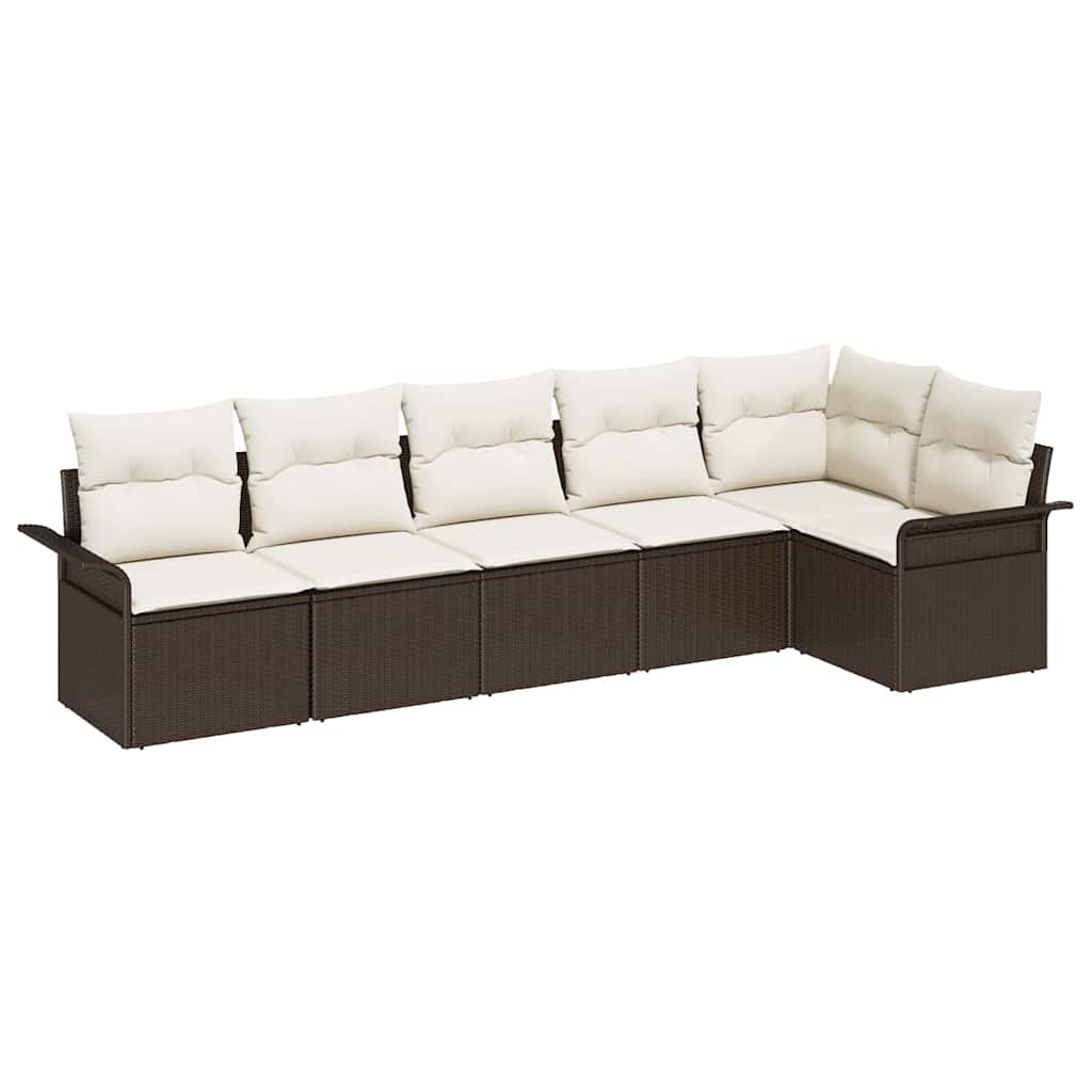 Gartensofa-set 6 Stk. Braun Poly-Rattan