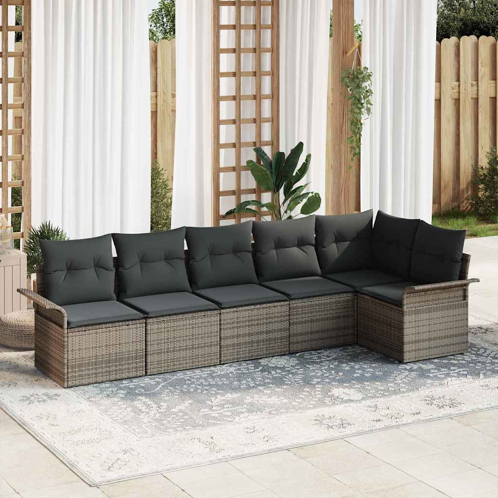 Gartensofa-set 6 stk. Grau Poly-Rattan