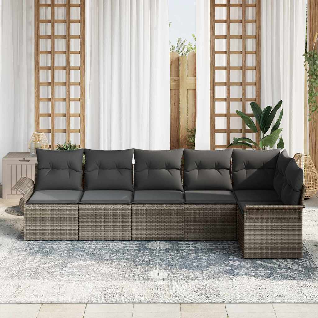 Gartensofa-set 6 stk. Grau Poly-Rattan