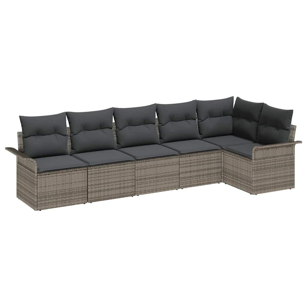 Gartensofa-set 6 stk. Grau Poly-Rattan