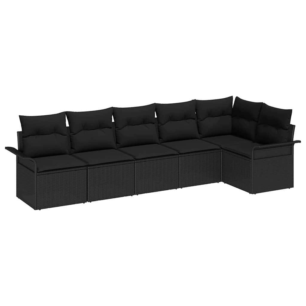 Gartensofa-set 6 stk. Schwarz Poly-Rattan