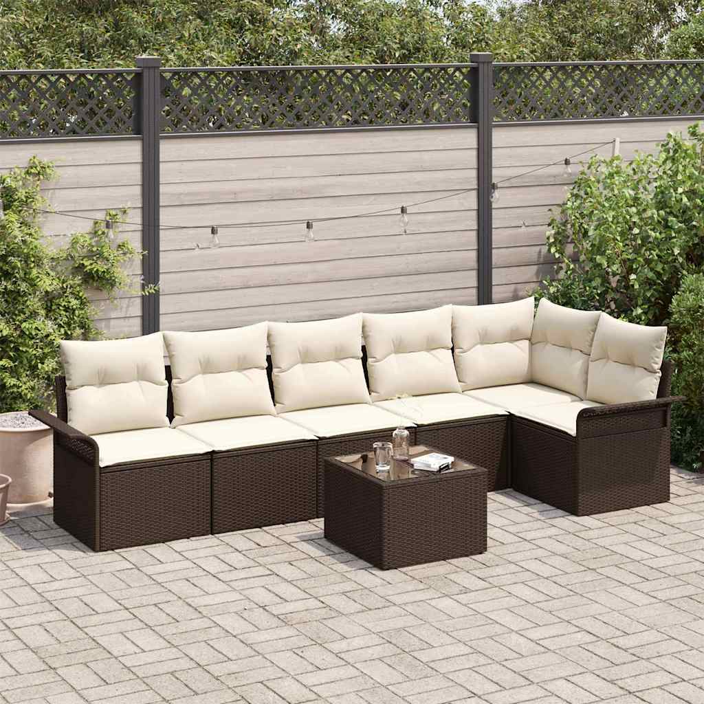 Gartensofa-set 7 stk. Braun Poly-Rattan