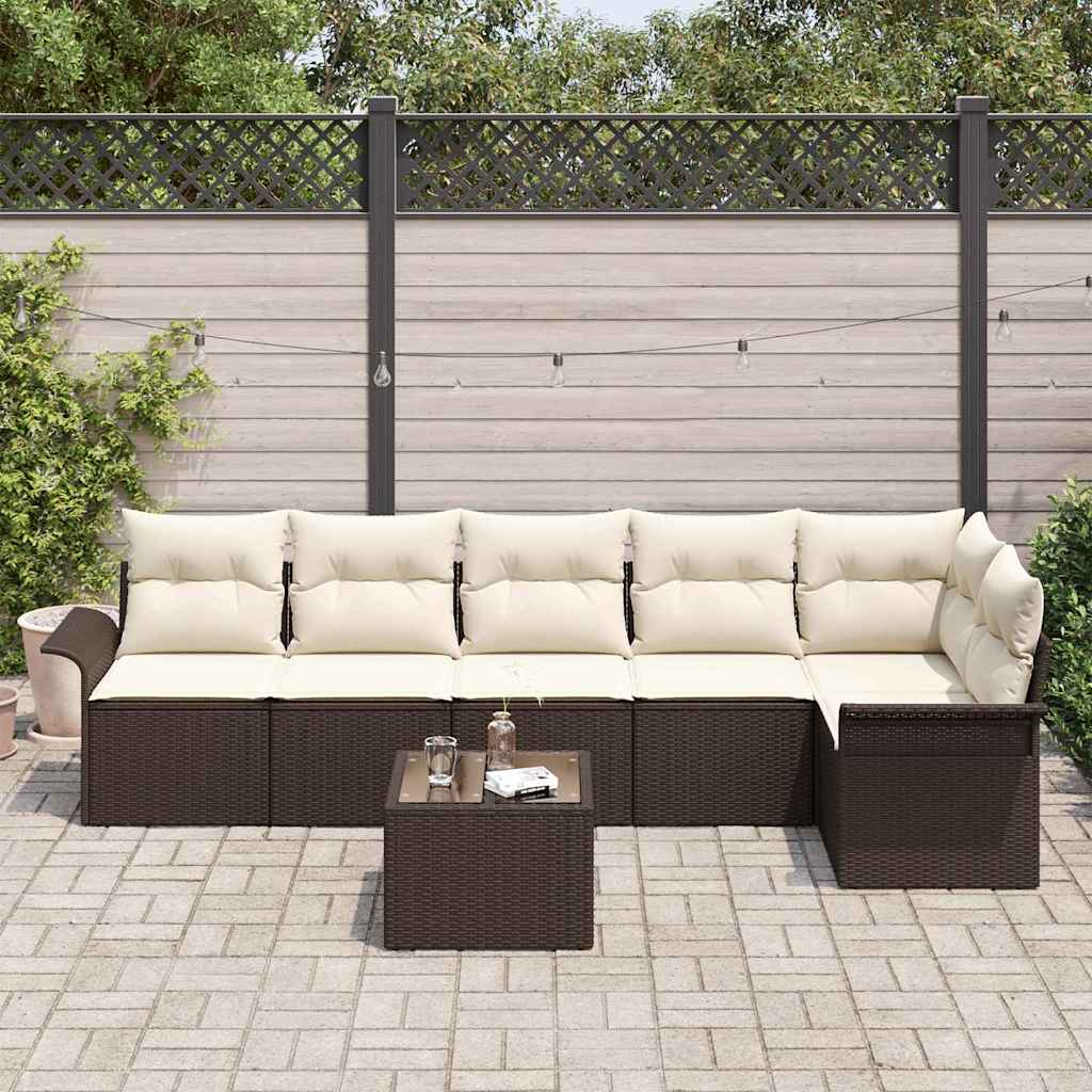 Gartensofa-set 7 stk. Braun Poly-Rattan
