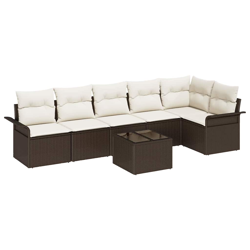 Gartensofa-set 7 stk. Braun Poly-Rattan