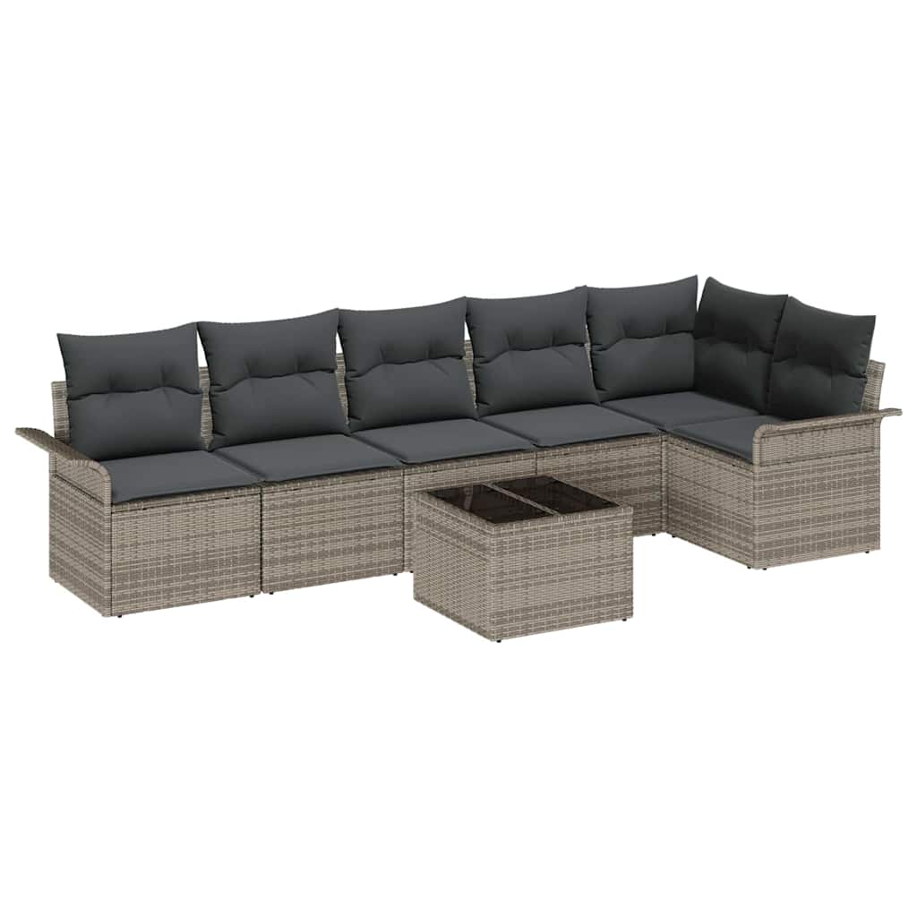 Gartensofa-set 7 Stk. Grau Poly-Rattan