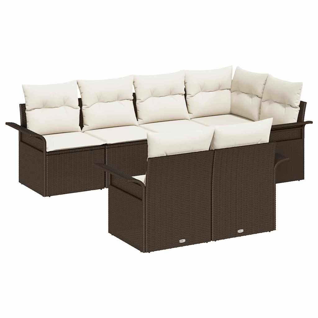 Gartensofa-set 7 Stk. Braun Poly-Rattan