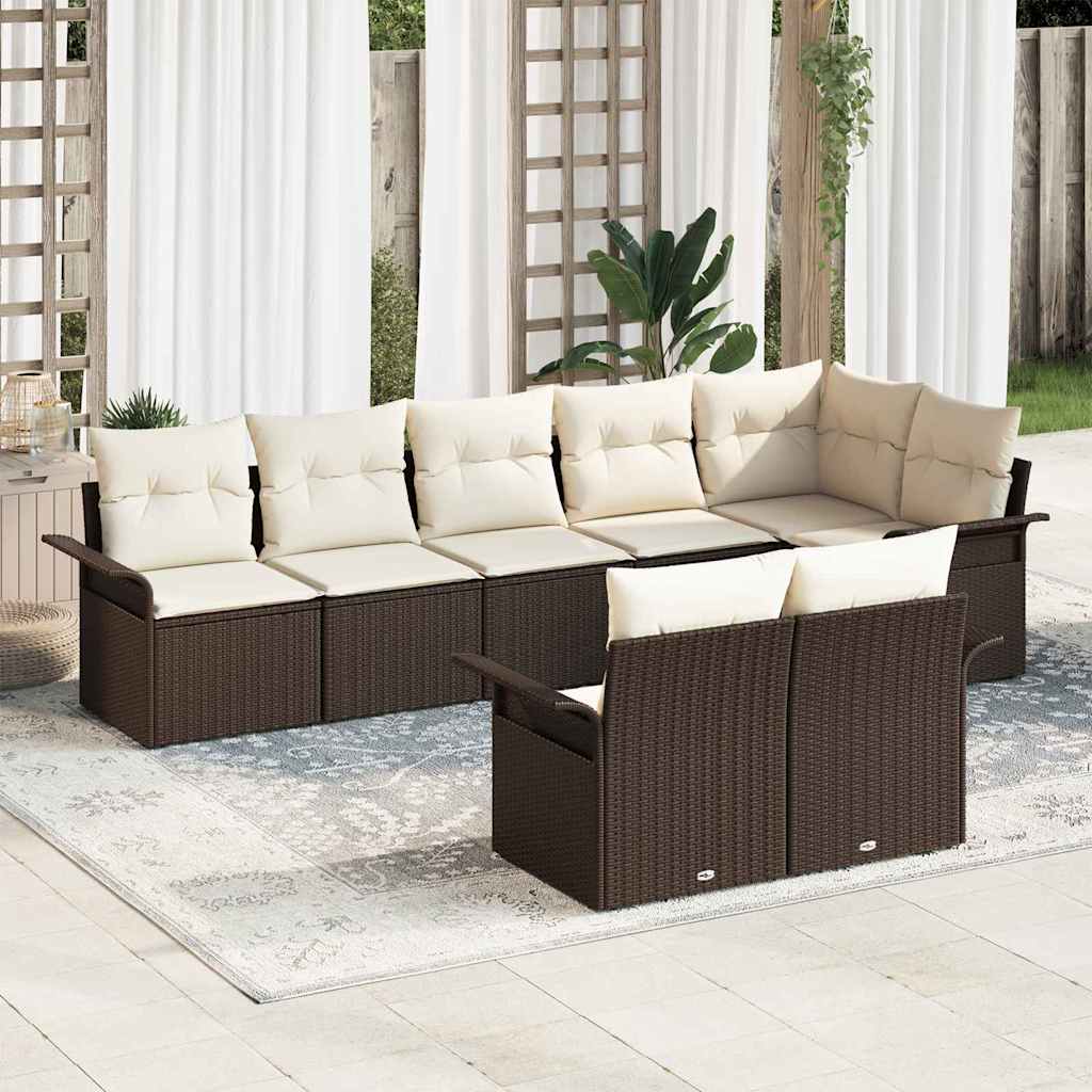 Gartensofa-set 8 Stk. Braun Poly-Rattan