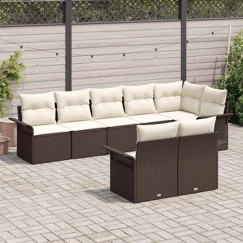 Gartensofa-set mit Kissen 8 pcs Braun Poly-Rattan