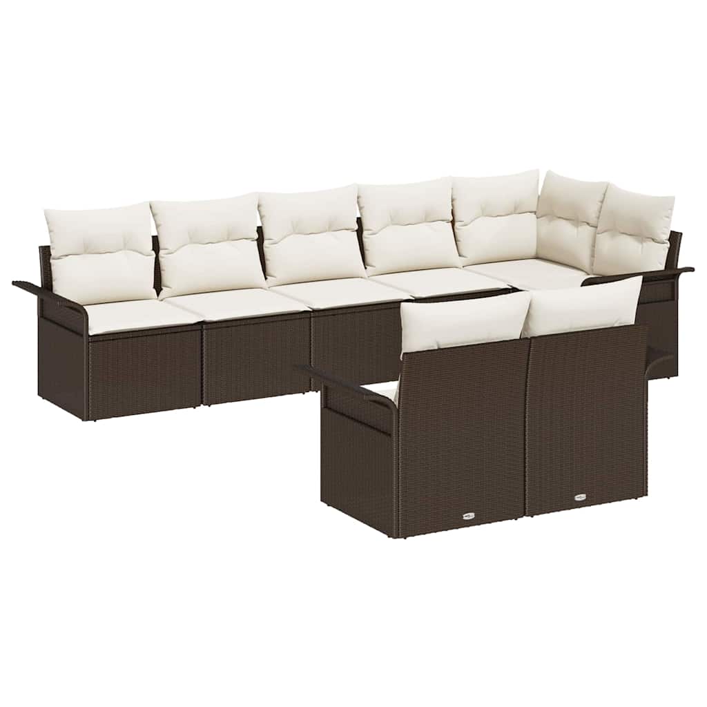 Gartensofa-set mit Kissen 8 pcs Braun Poly-Rattan