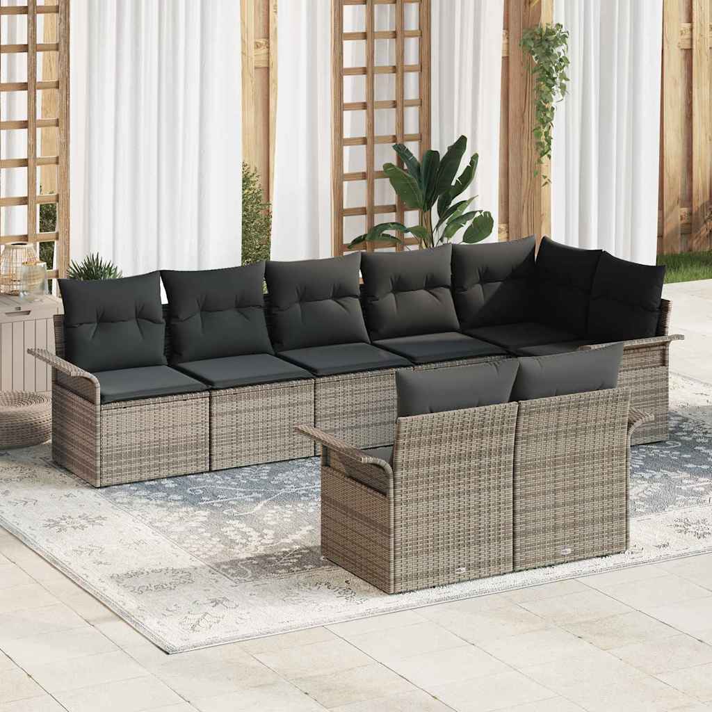 Gartensofa-set 8 stk. Grau Poly-Rattan