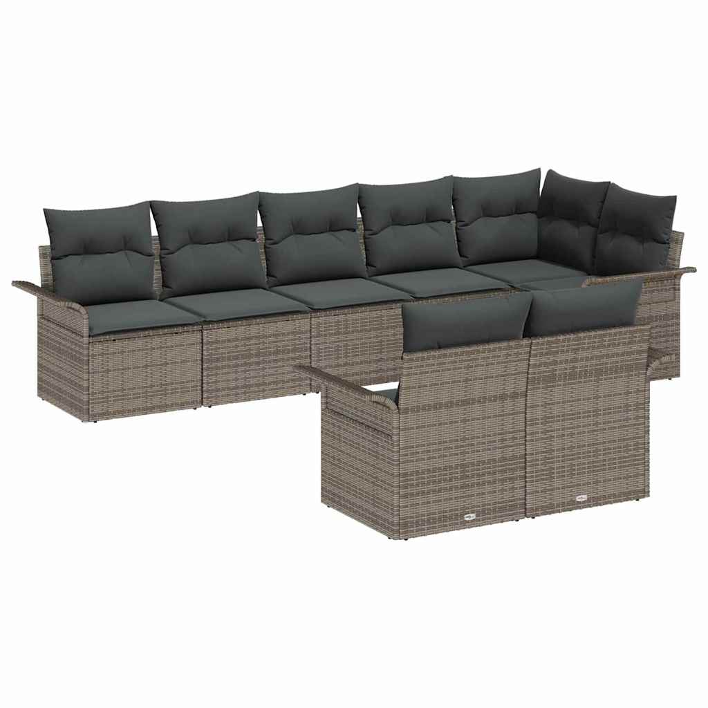 Gartensofa-set 8 stk. Grau Poly-Rattan