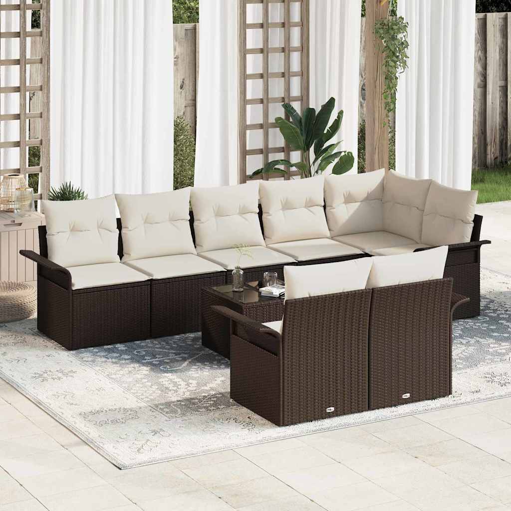 Gartensofa-set 9 stk. Braun Poly-Rattan