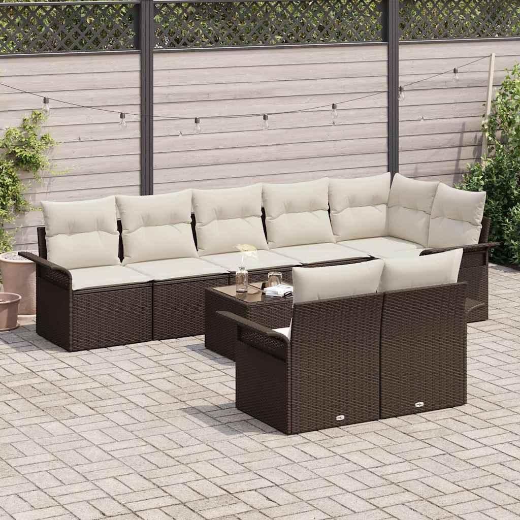 Gartensofa-set 9 stk. Braun Poly-Rattan