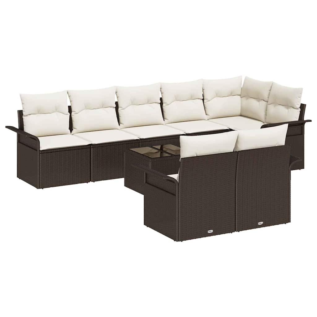 Gartensofa-set 9 stk. Braun Poly-Rattan
