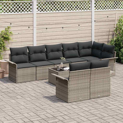 Gartensofa-set 9 stk. Grau Poly-Rattan