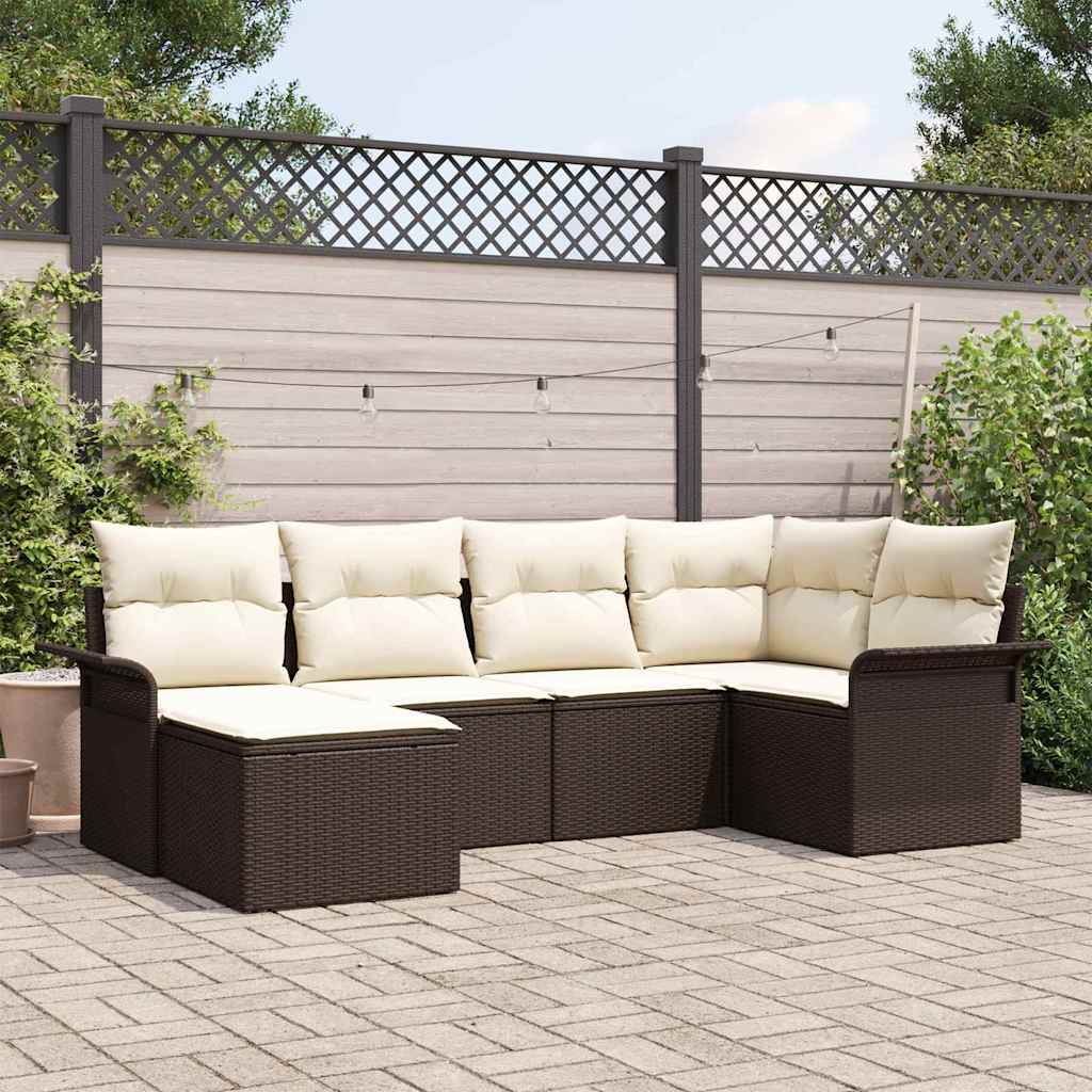 Gartensofa-set 6 Stk. Braun Poly-Rattan