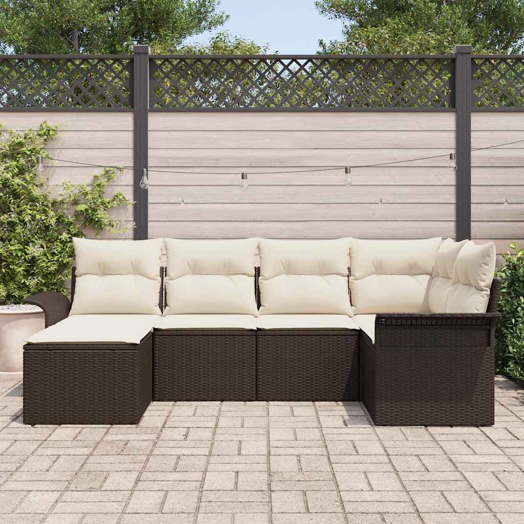 Gartensofa-set 6 Stk. Braun Poly-Rattan
