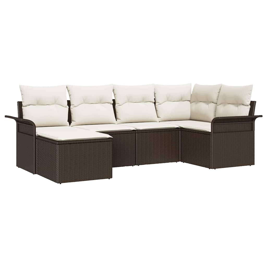Gartensofa-set 6 Stk. Braun Poly-Rattan