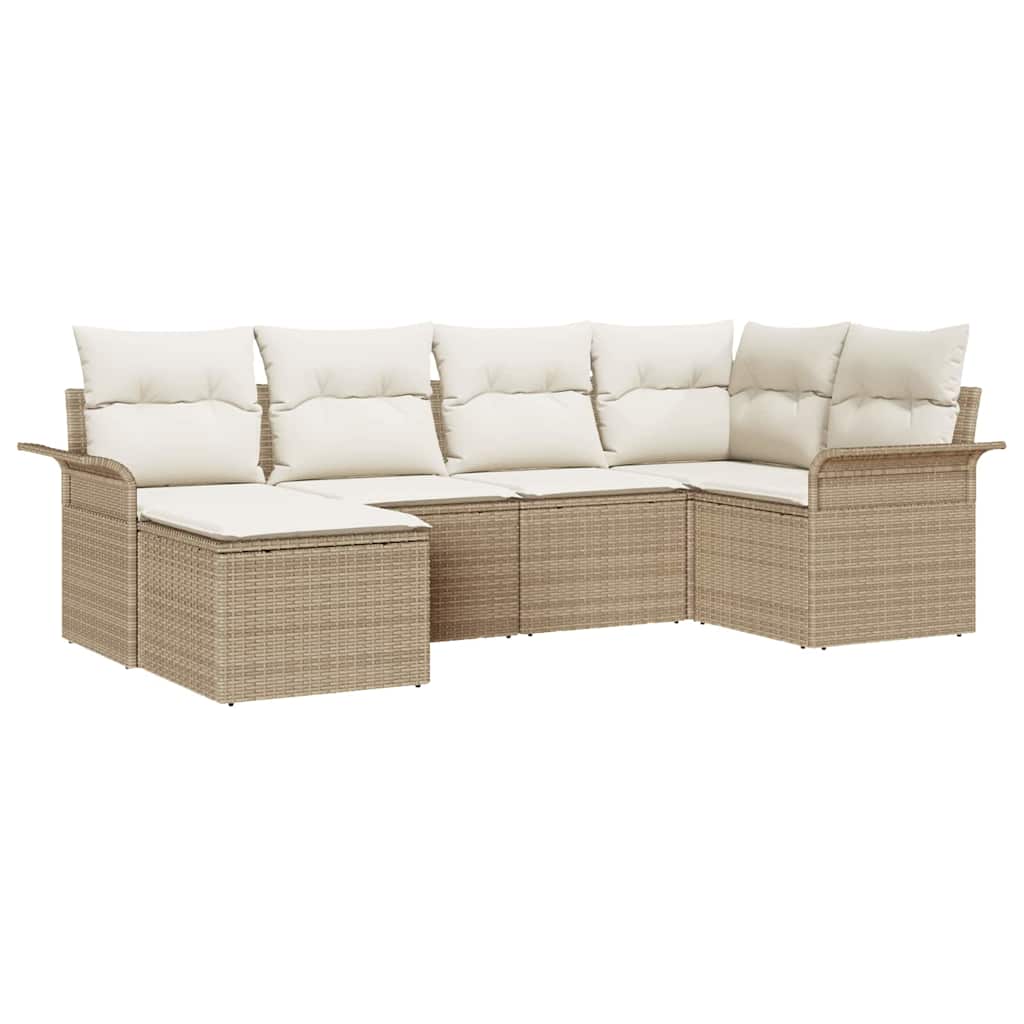 Gartensofa-set 6 stk. Beige Poly-Rattan