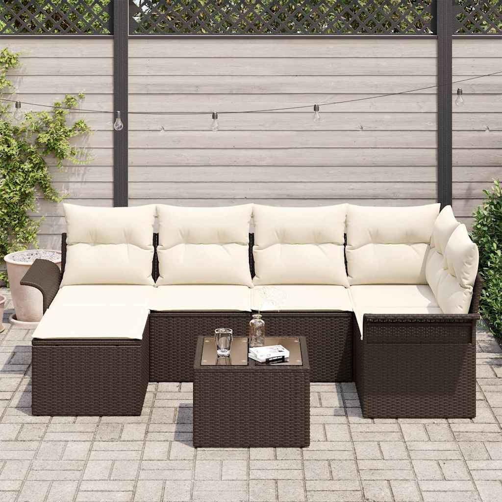 Gartensofa-set 7 stk. Braun Poly-Rattan