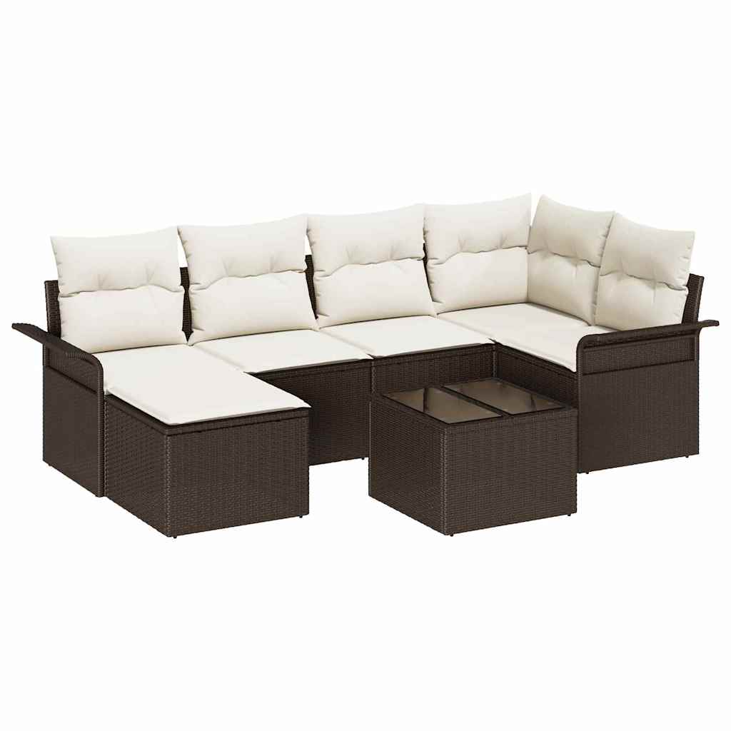 Gartensofa-set 7 stk. Braun Poly-Rattan