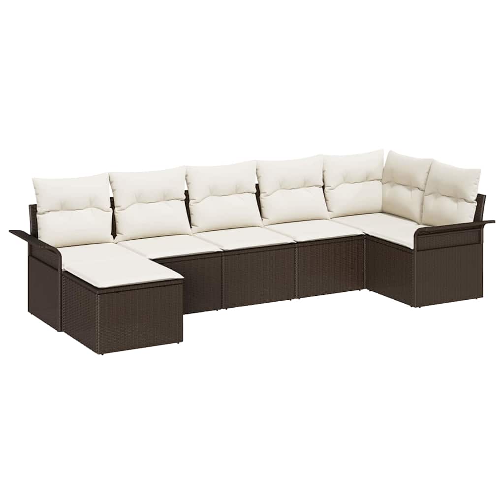 Gartensofa-set 7 Stk. Braun Poly-Rattan