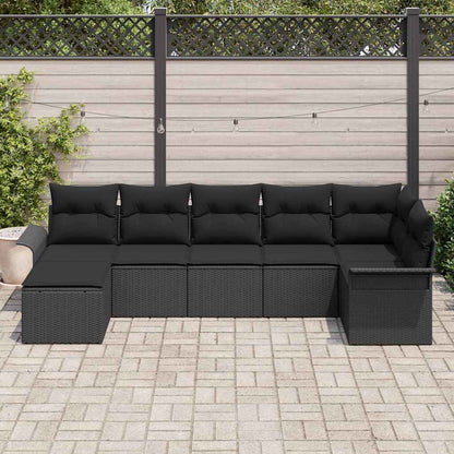 Gartensofa-set 7 stk. Schwarz Poly-Rattan